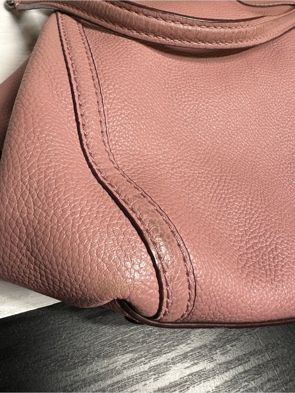 Coach Dusty Rose Pebbled Leather Shoulder Bag with Chain Straps - Picture 12 of 16